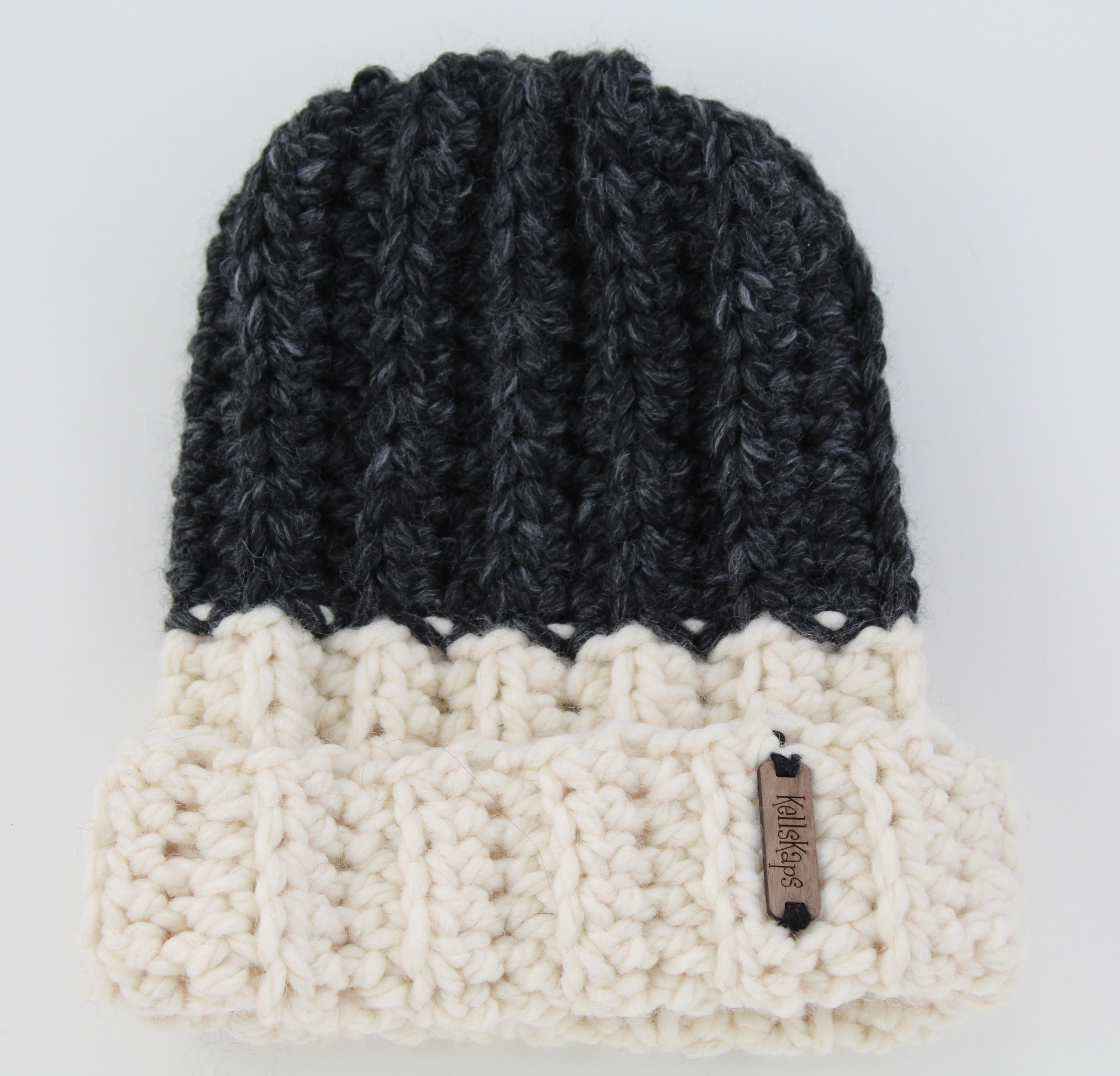 The Mimi Beanie in Dark Gray and Ivory